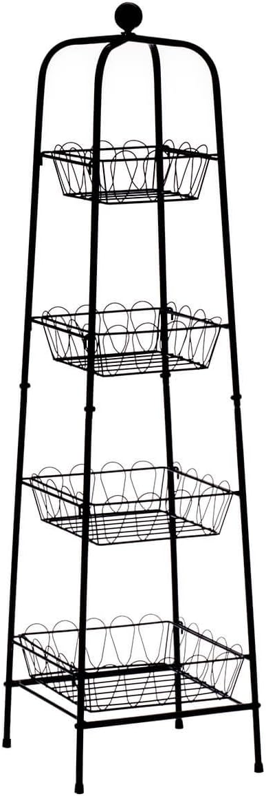 4-Tier Metal Basket Stand for Storage and Organization