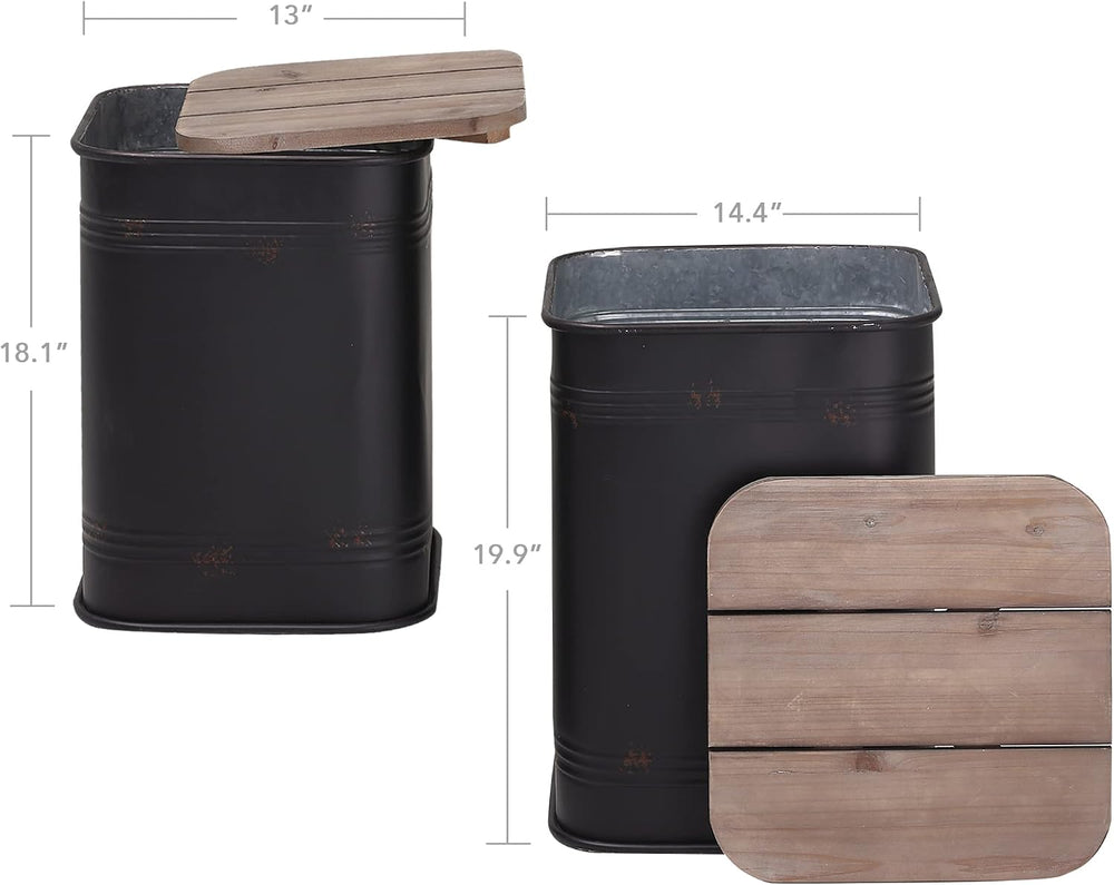 Rustic Storage Ottoman Seat Stool, Farmhouse Accent Side Table, Antique Galva...