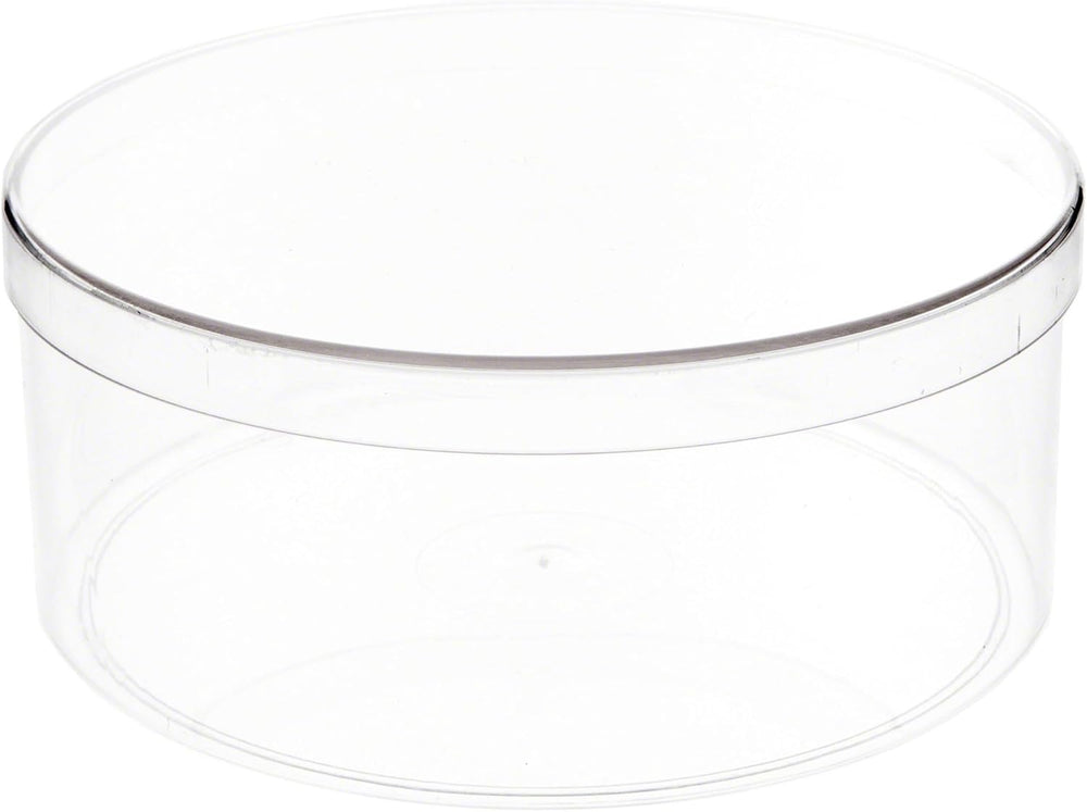 Pioneer Plastics 180C Clear Round Plastic Container, 6" W x 2.5" H,...