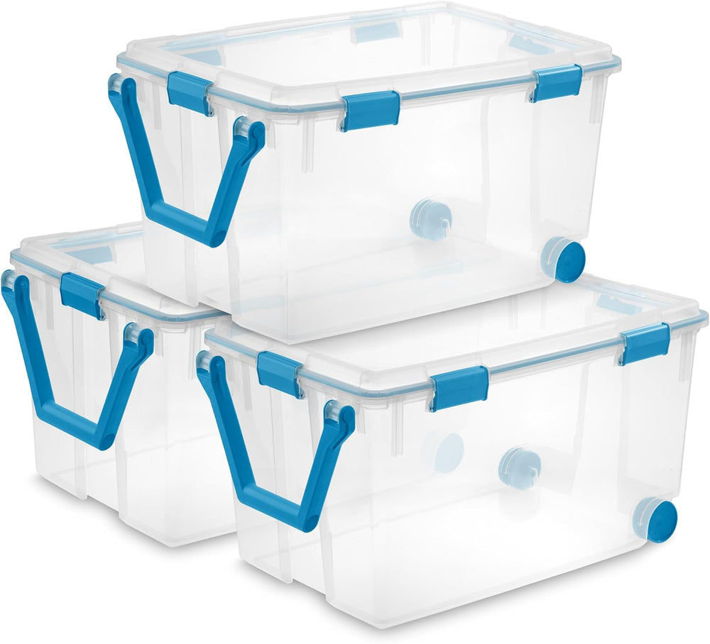 Sterilite Gasket Storage Box with Lids for Home & Office, 120 Quart, 3-Pack