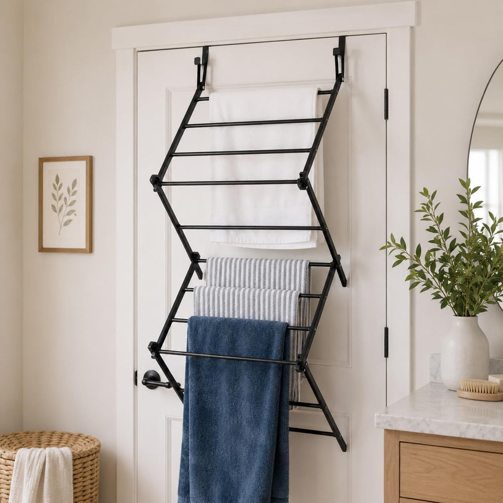 Over The Door Drying Rack, 16.8FT Hanging Drying Space with 11 Drying Rods, F...