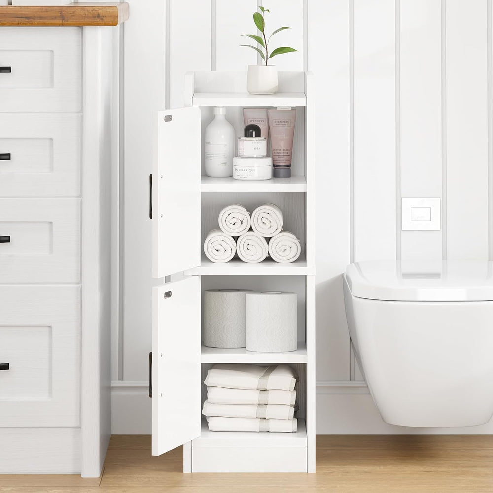 Narrow Bathroom Storage Cabinet with 2 Doors and Shelves, 9.8" W Small S...