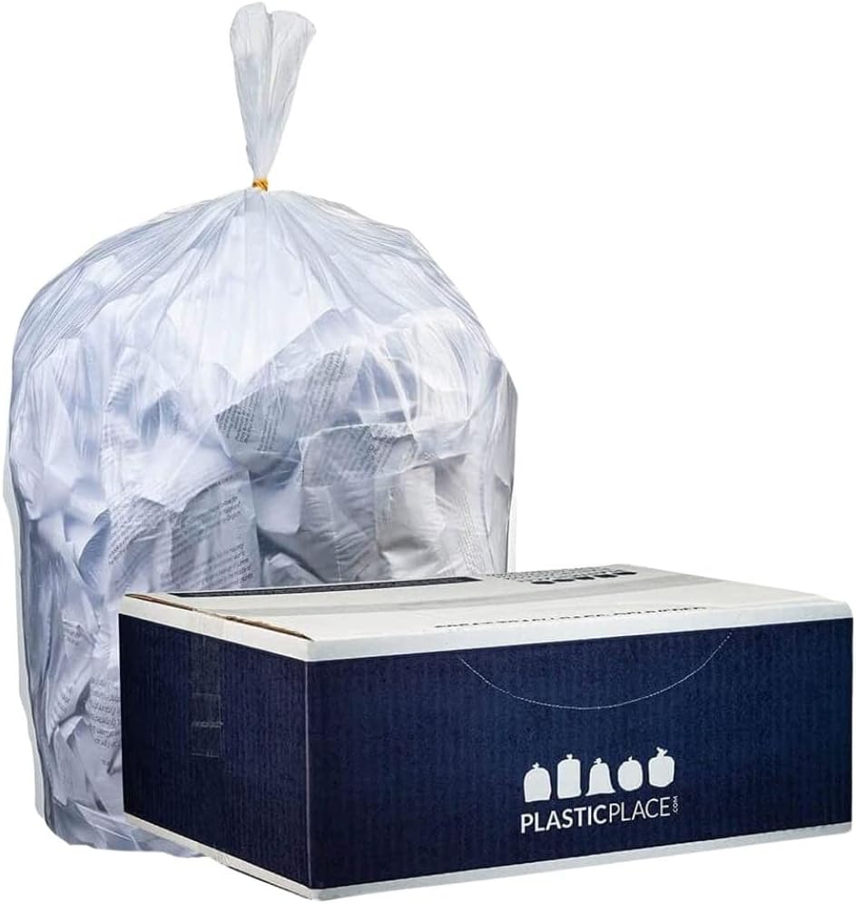 Plasticplace 4 Gallon Trash Bags, 6 Microns, Clear Garbage Can High Density L...