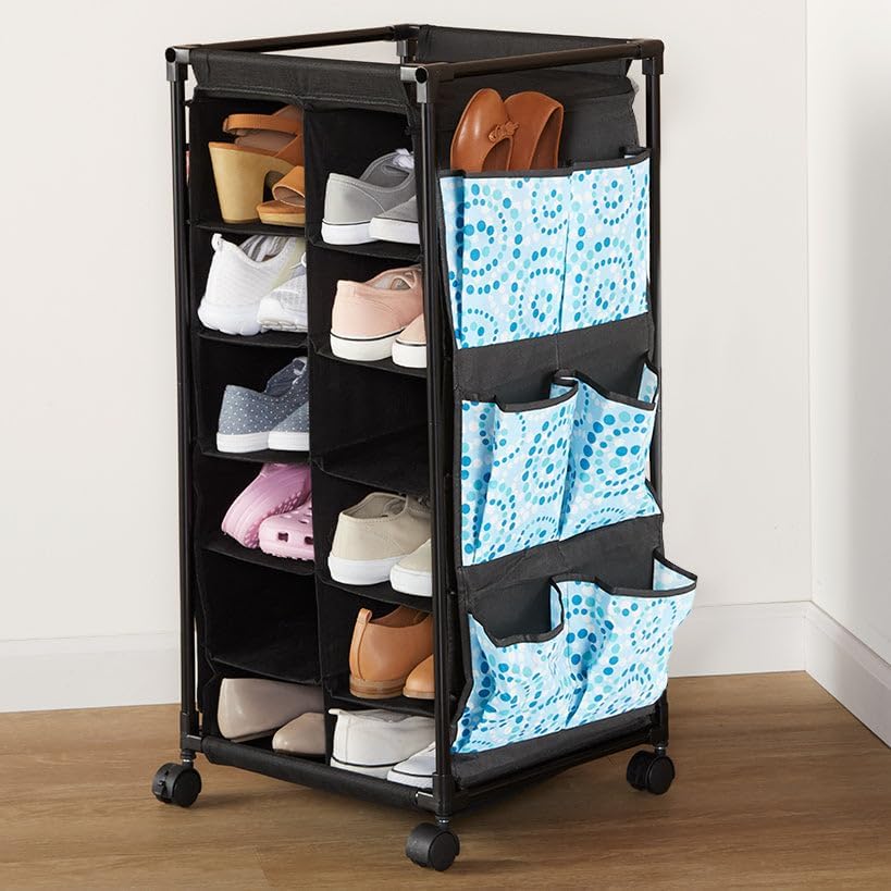 Springtime Fashionable Rolling Shoe Storage - Rolling Shoe Storage Blue Circles
