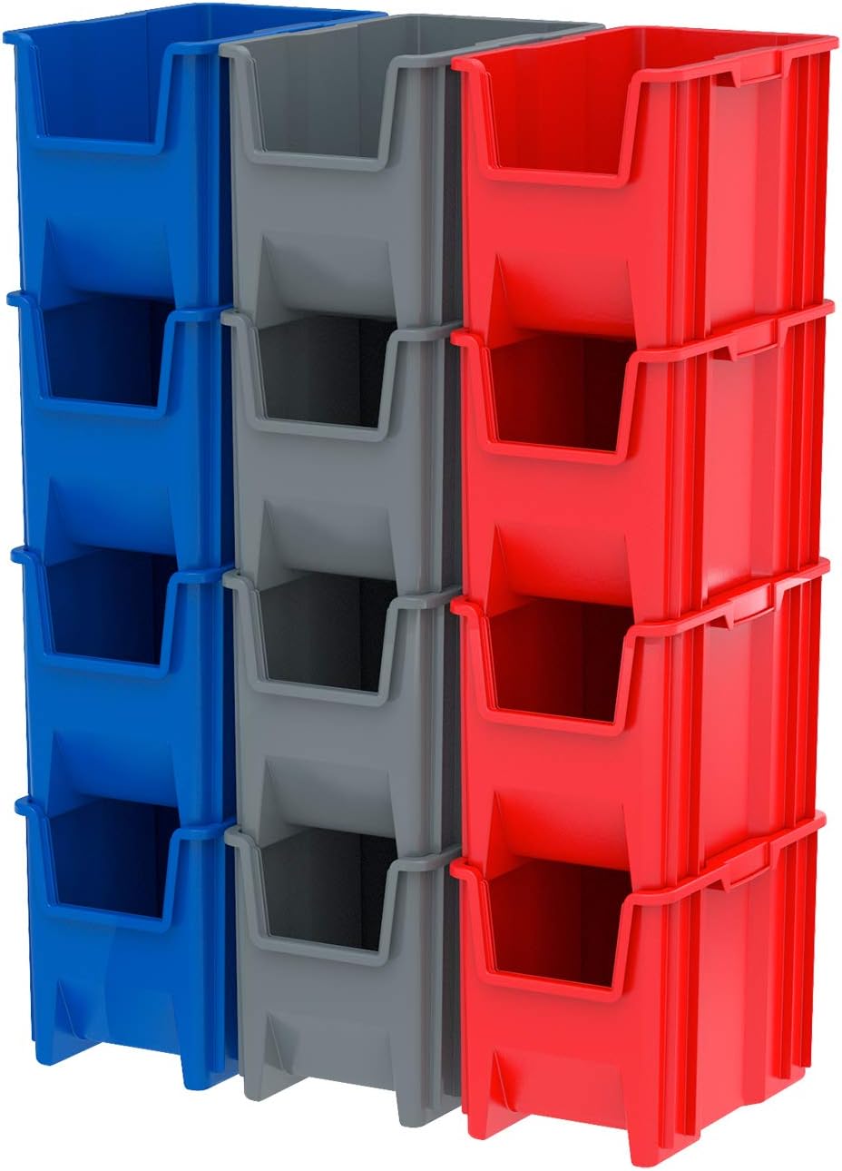 Akro-Mils 13014 Stak-N-Store Heavy Duty Stackable Open Front Plastic Storage ...