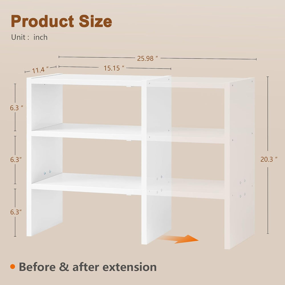 Hoctieon 3-Tier Expandable Shoe Shelf, Adjustable Shoe Shelf Storage Organize...