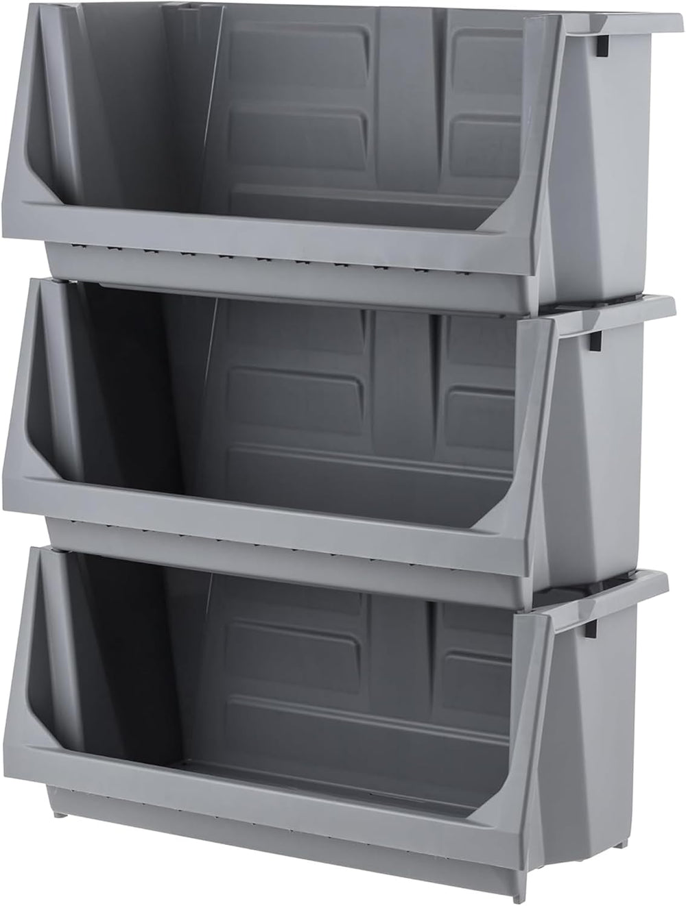 IRIS USA 6 Pack Open Front Storage Bins, Jumbo Heavy Duty Stackable Garage St...