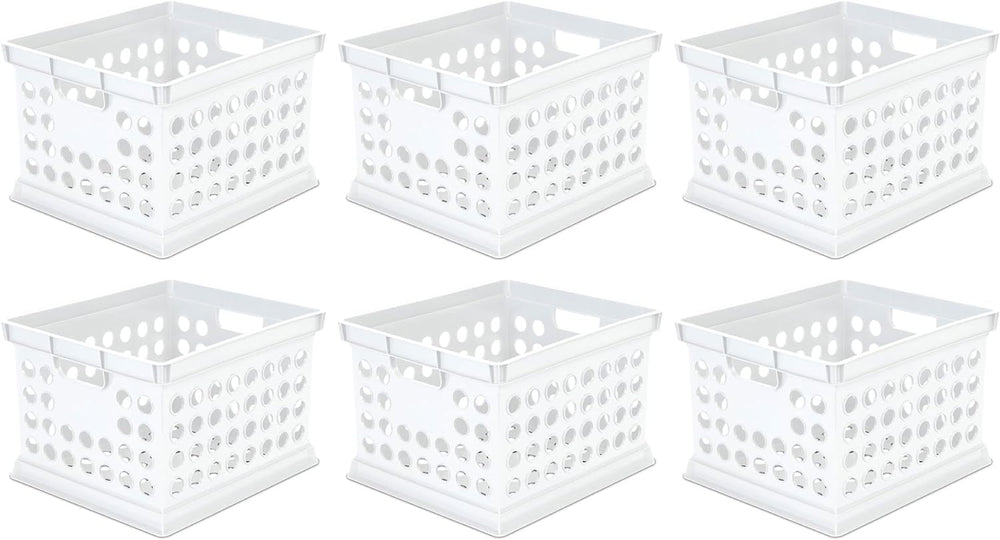 Sterilite Storage Crate Bin File Organizer for Home & Office, White, 6-Pack