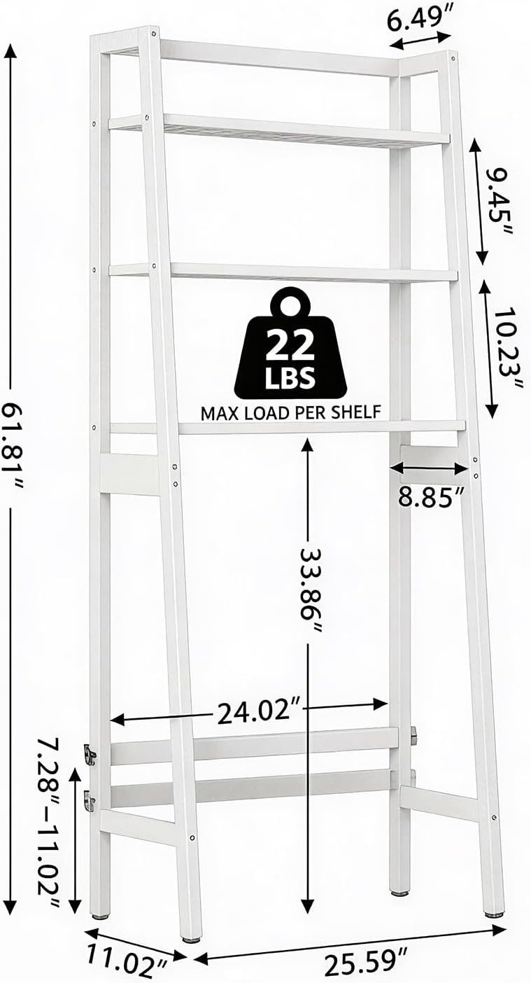 Over The Toilet Storage, Wooden 3-Tier Over-The-Toilet Rack Bathroom Space Sa...