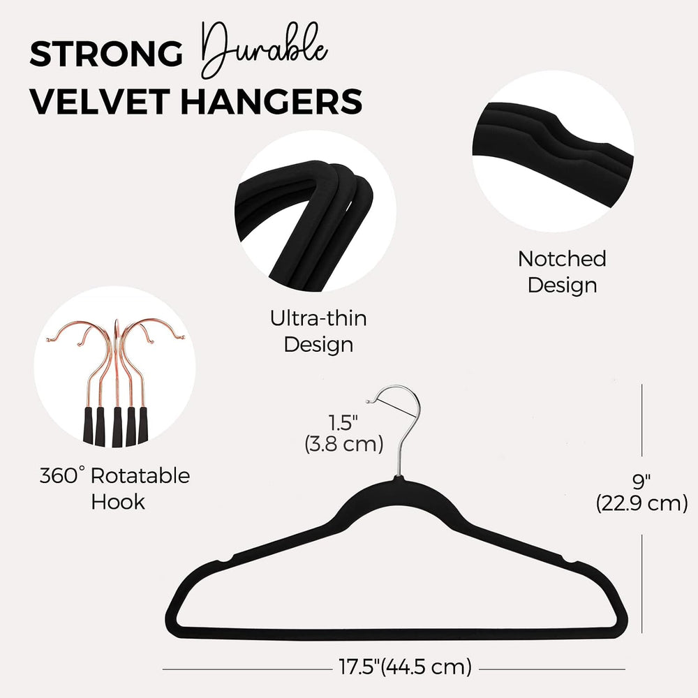 HOUSE DAY Premium Velvet Hangers, Non-Slip Flocked Felt, Sturdy Coat & Su...