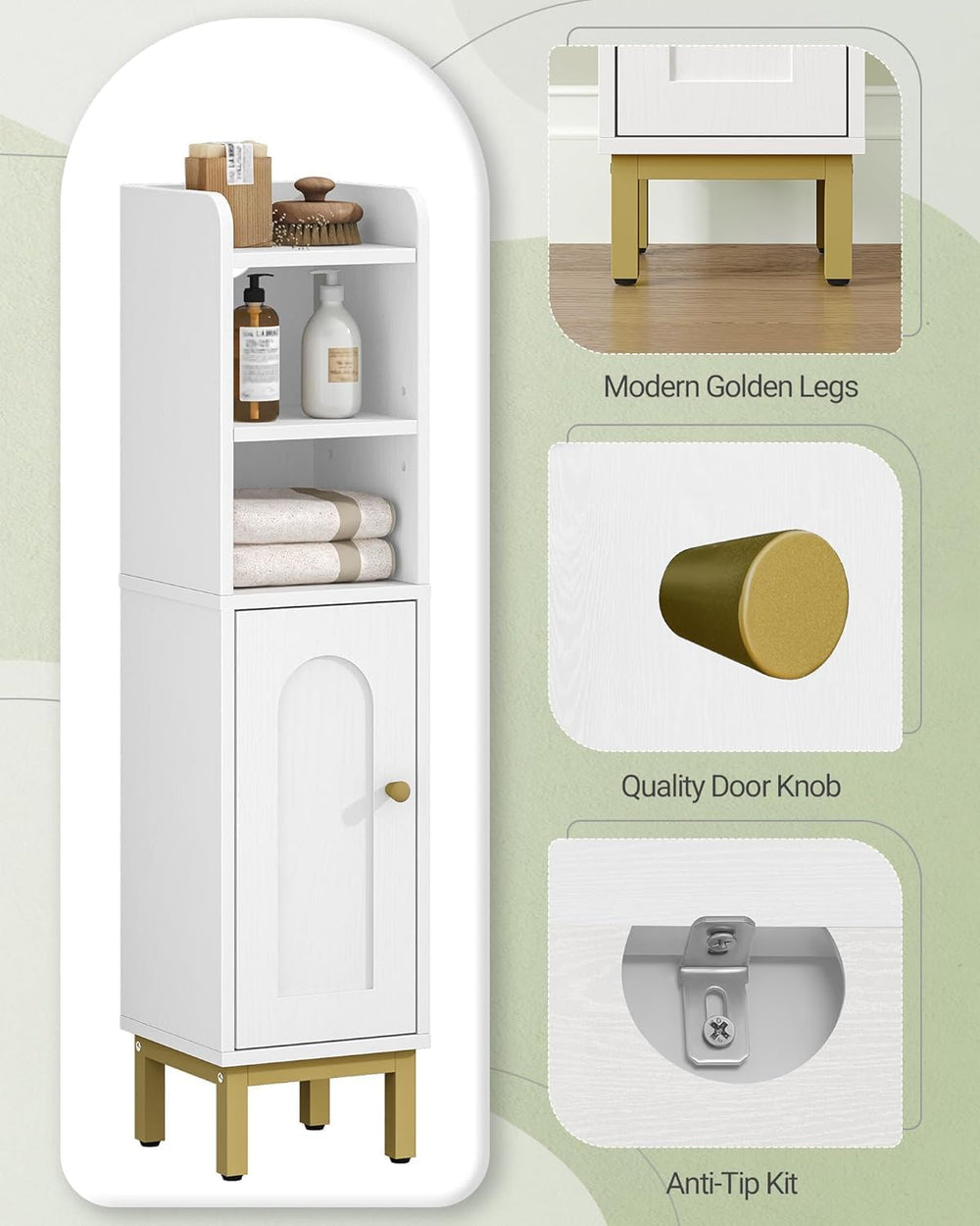 Hzuaneri Bathroom Storage Cabinet, Small Corner Floor Cabinet
