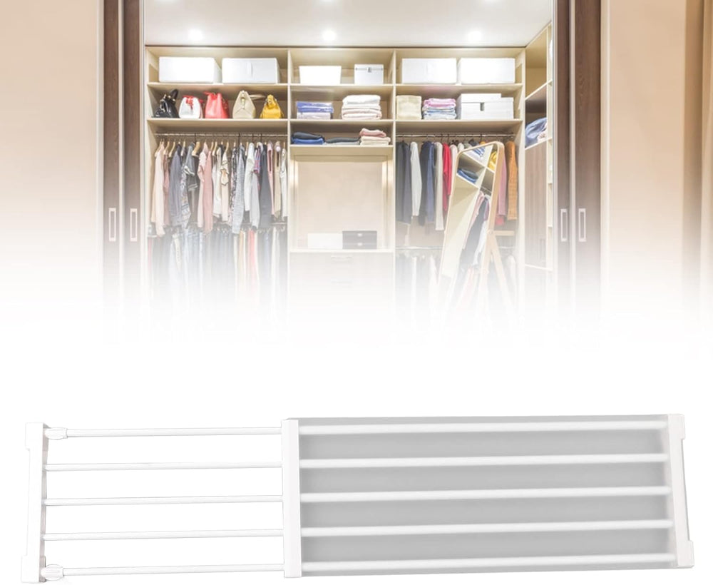 Expandable Closet Shelf, 20kg/44lb Load Adjustable Tension Rod Shelf Steel Tu...
