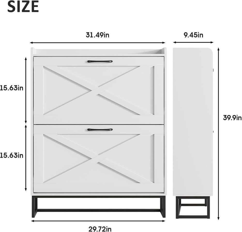 Maupvit Shoe Cabinet with 2 Flip Drawers, Freestanding Shoe Cabinet Organizer...