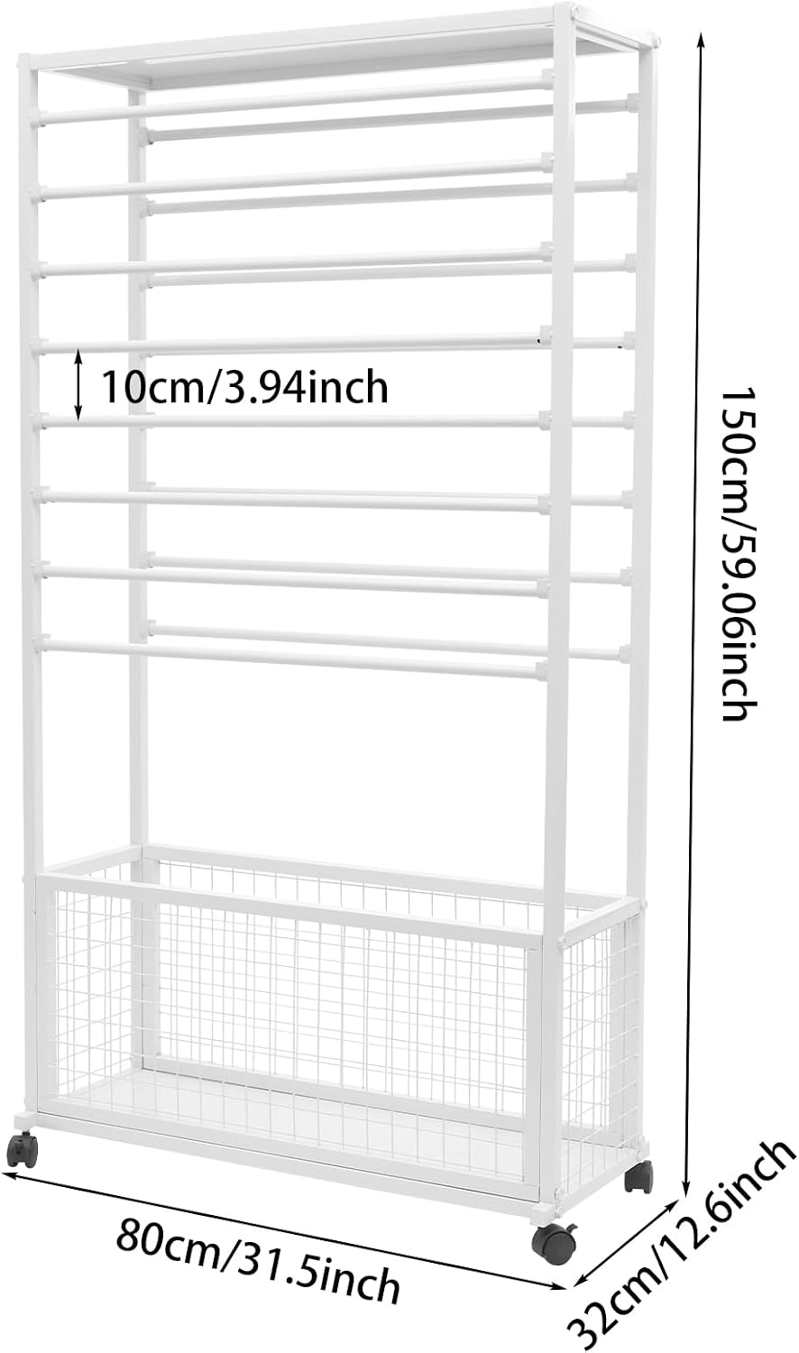 Ribbon Organizer Rack, Double-Sided 16 Tier Ribbon Storage Holder, Floral Wra...