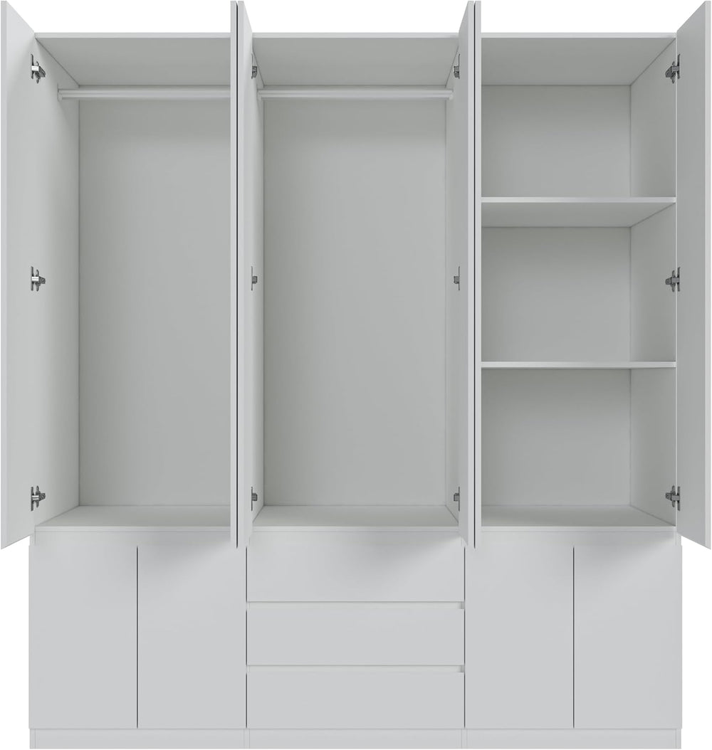 Mekminop Large Armoire Wardrobe Closet with Drawers and Shelves, White Bedroo...