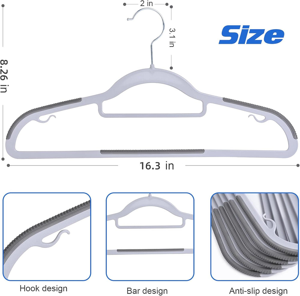 Heavy Duty Standard Plastic Hangers 50 Pack with Non-Slip Design,360°Swivel H...