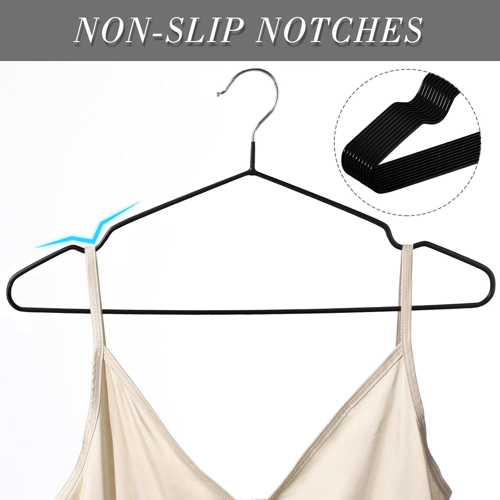 Wesiti 100 Pcs Metal Wire Non Slip Hangers for Clothes Space Saving Hanger St...