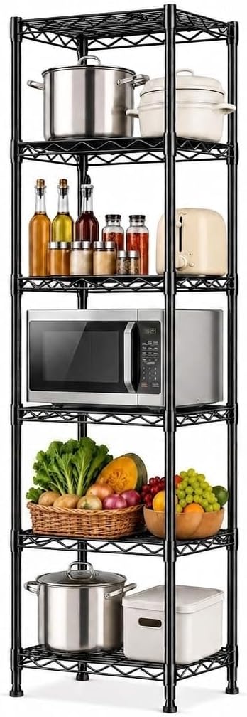 GRANNY SAYS 6-Tier Narrow Storage Shelves for Small Spaces, 15.8" W Meta...