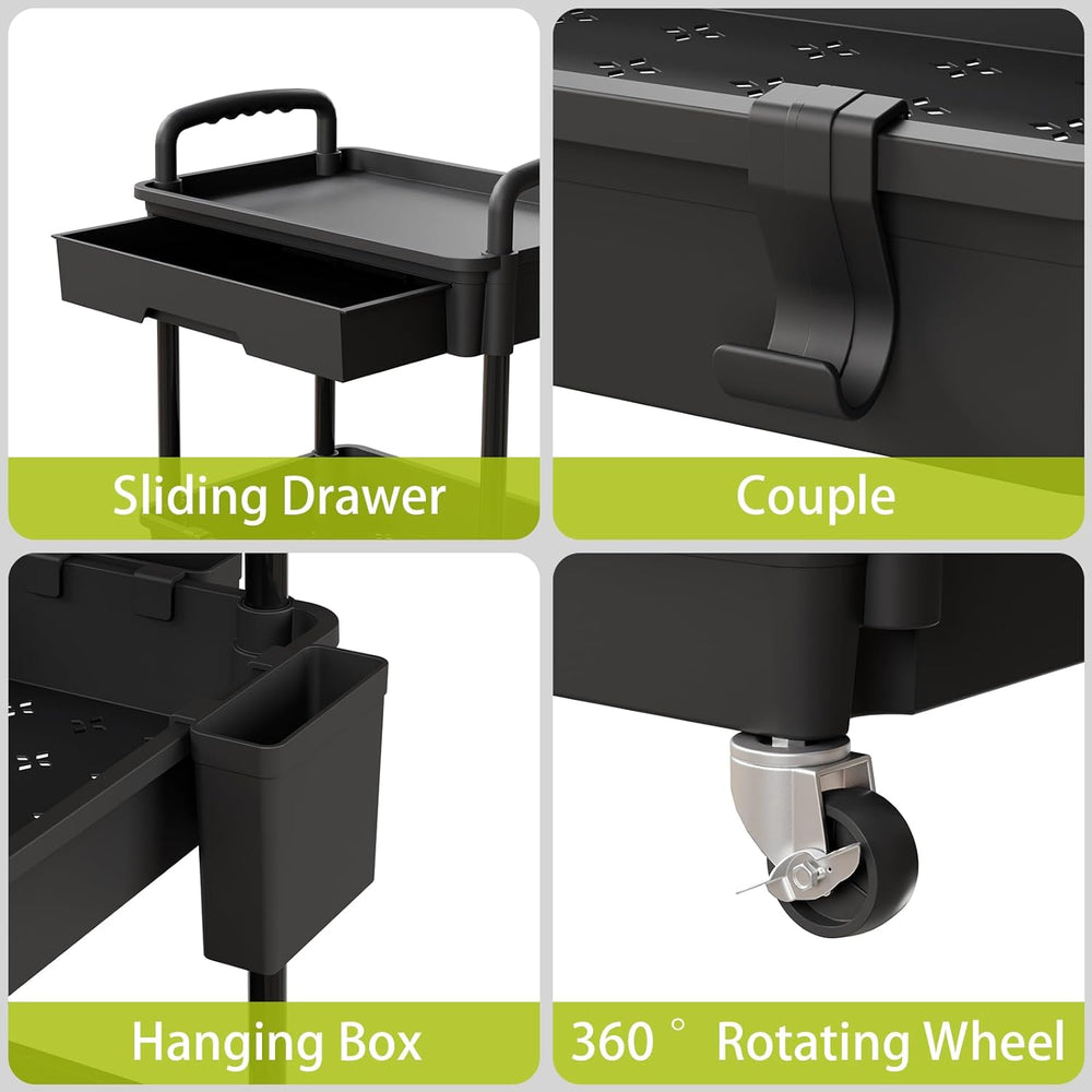 Sorgion 4 Tier Rolling Cart Organizer,Art Craft Diaper Bedside Snack Laundry ...