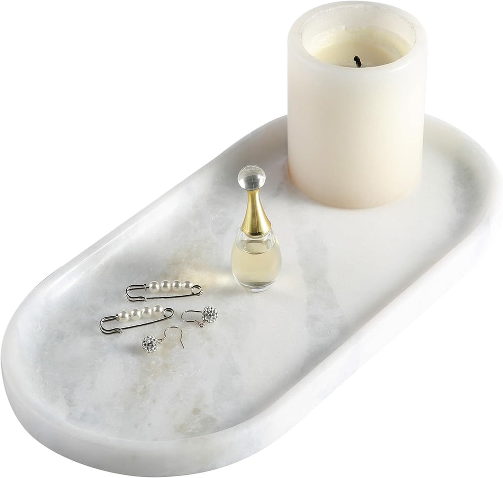 African Natural Marble Decorative Tray, 12"x6" - Countertop Organiz...