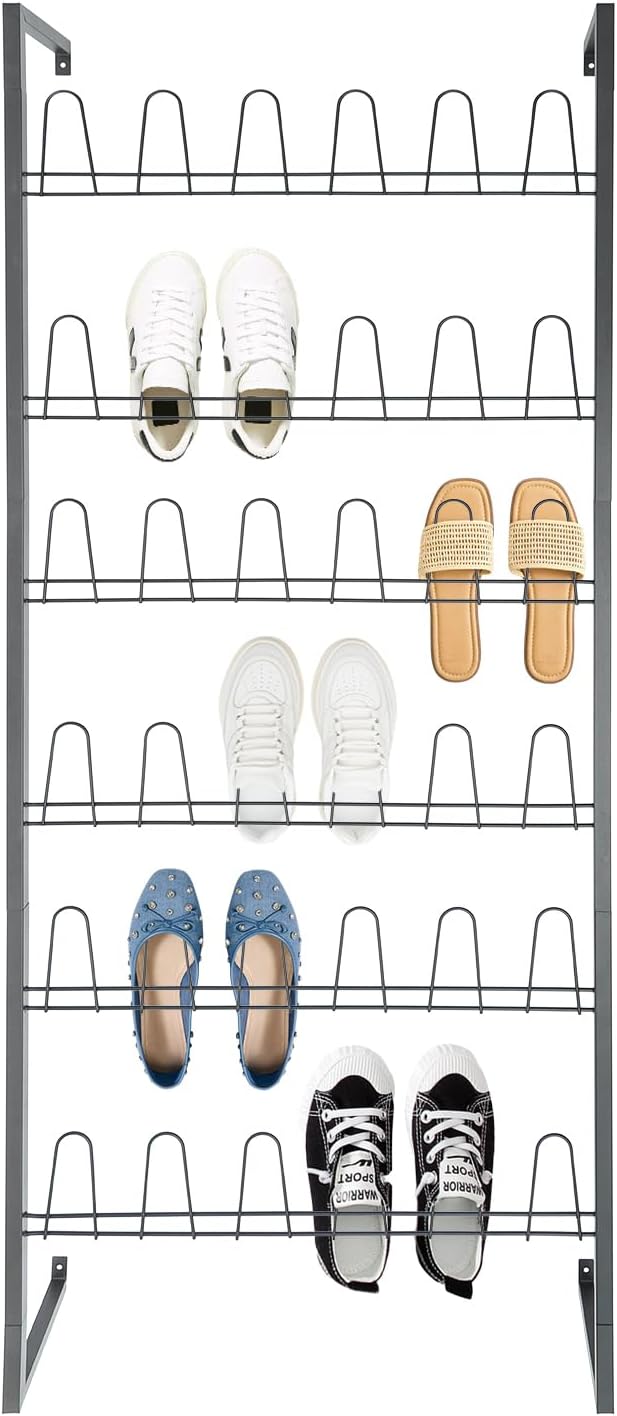6 Tiers Metal Hanging Shoe Rack for 18 Pairs, Space-Saving Shoe Storage Shelf...