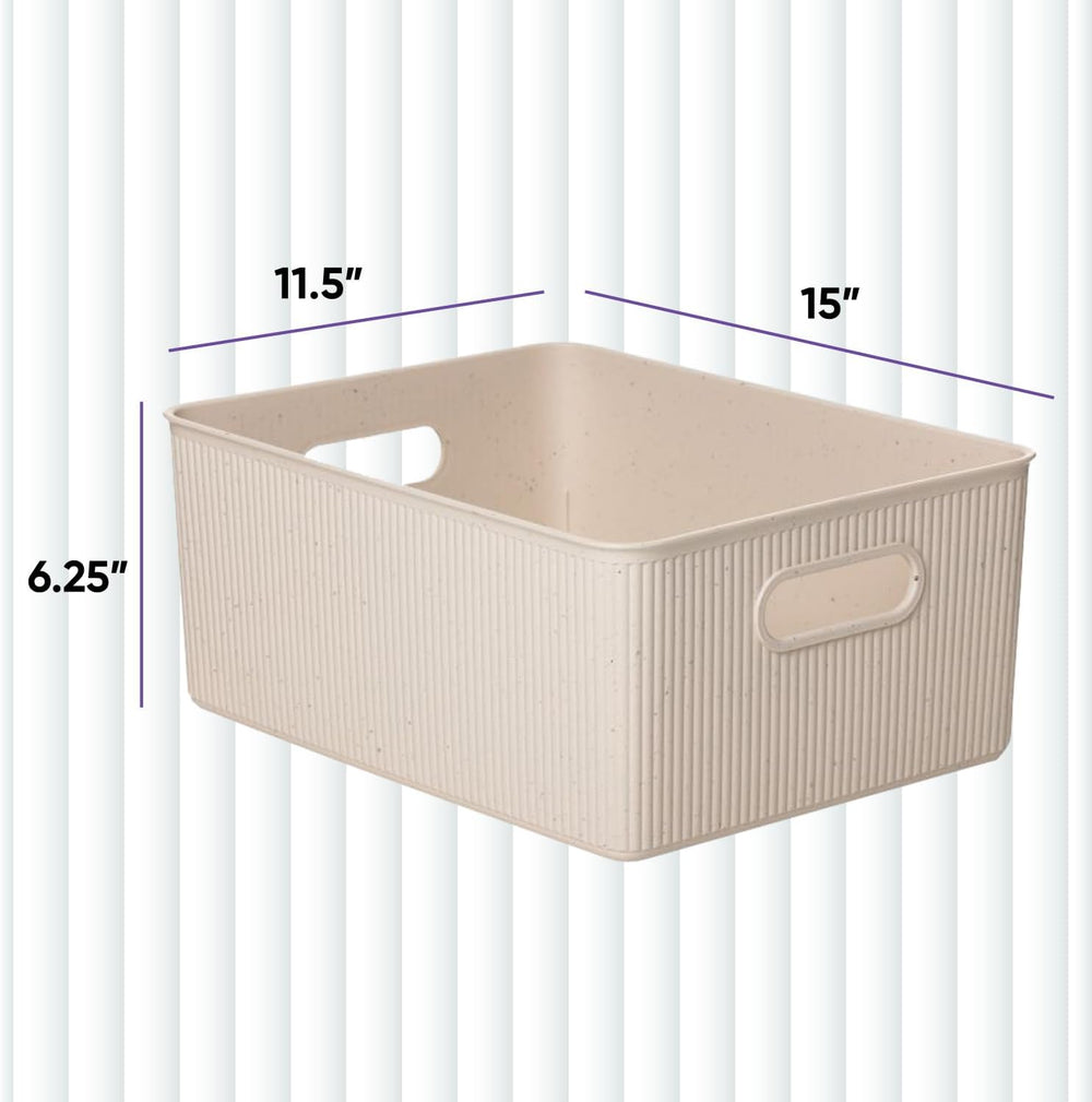 Superio Eco-Friendly Decorative Plastic Basket Open Home Storage Bins Organiz...