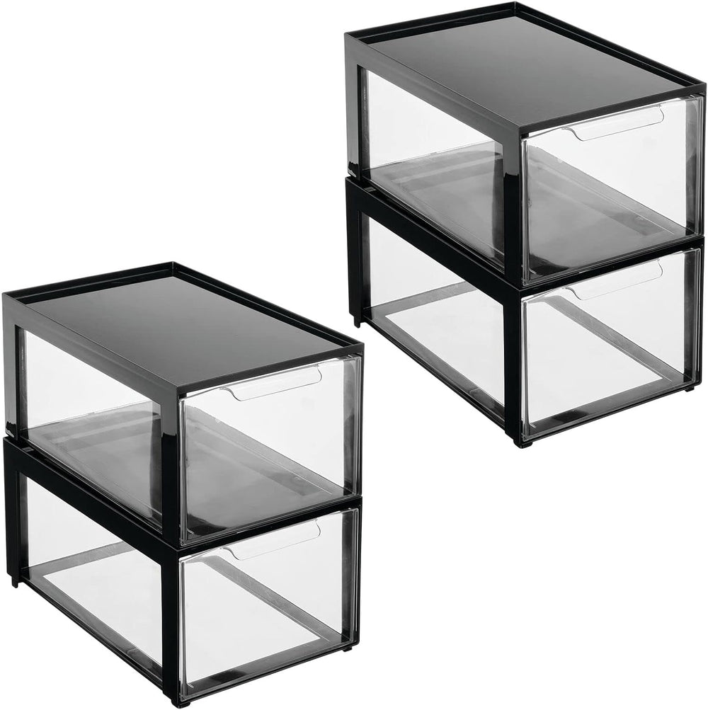 mDesign Plastic Desk Organizer and Storage Bin w/Pull Out Drawer - Stackable ...