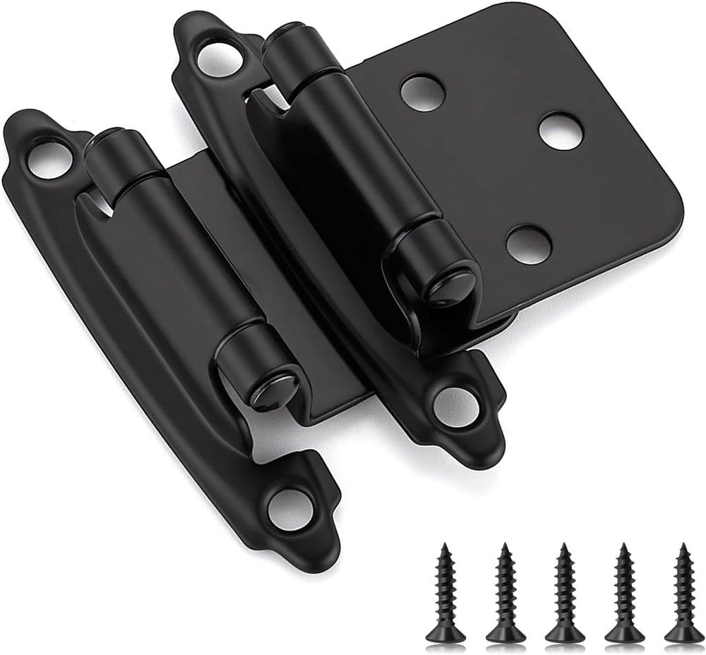 Ravinte Matte Black Cabinet Hinges, 1/2 Inch Overlay, 60 Pack (30 Pairs)