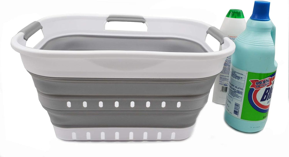 SAMMART 19L (5 gallon) Super Mini Collapsible 3 Handled Plastic Basket - Fold...