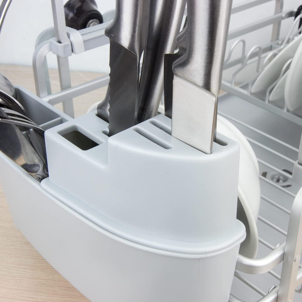 GMT-10353-B Aluminum Dish Drying Rack with Utensil Holder - 2 Tier Kitchen Co...