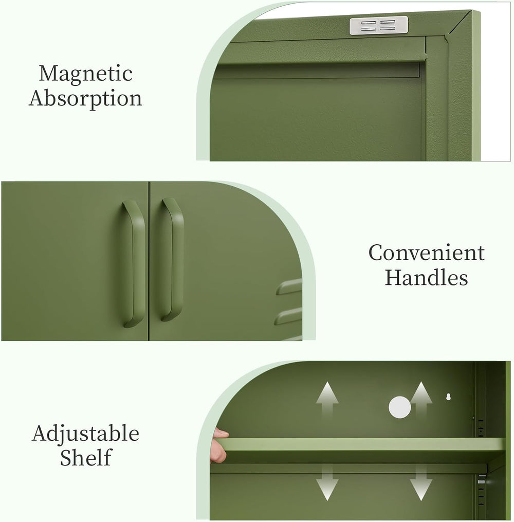IRONFFICE Metal Storage Cabinet,Metal Cabinet with Doors and Adjustable Shelf...
