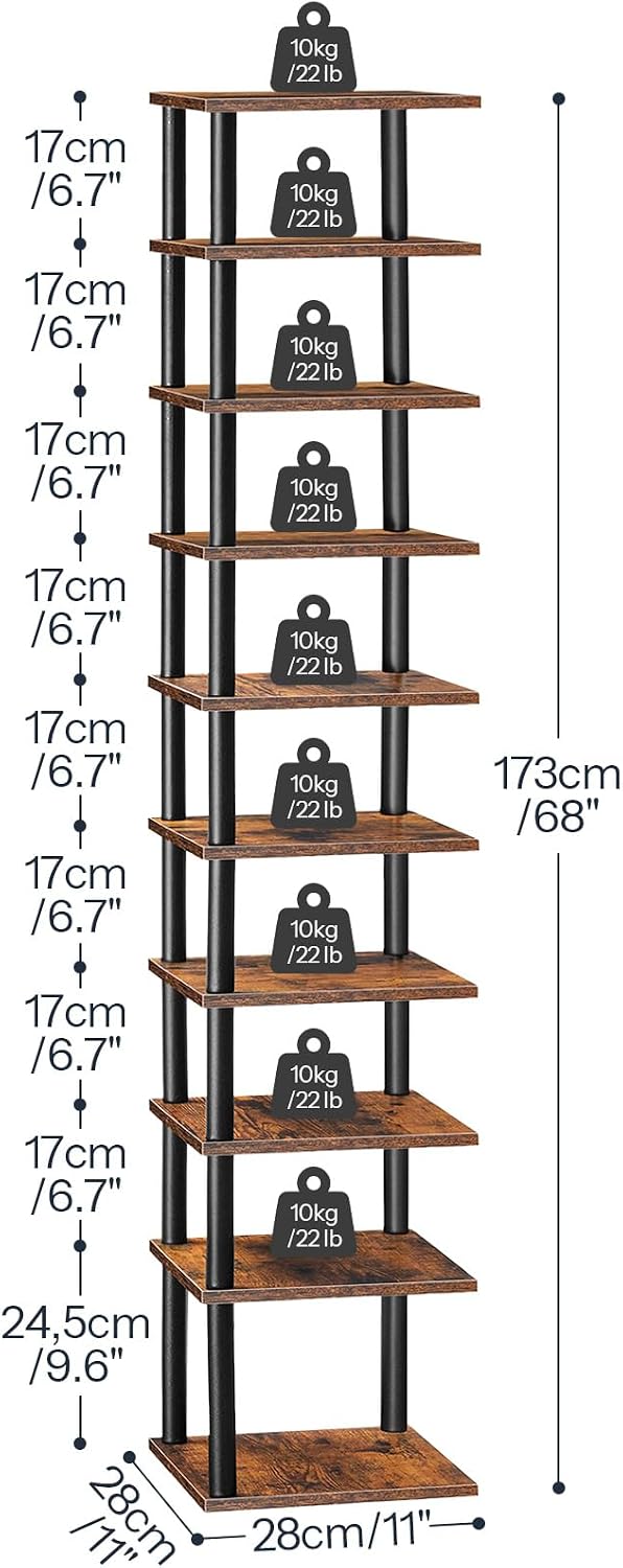 HOOBRO Vertical Shoe Rack, 10-Tier Narrow Shoe Shelf, Shoe Storage Organizer ...