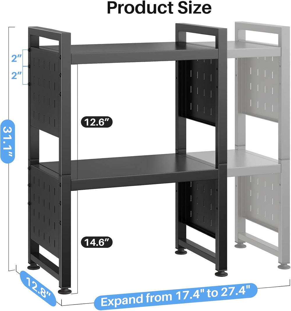 Expandable Microwave Stand, Heavy Duty 3-Tier Adjustable Microwave Oven Rack ...