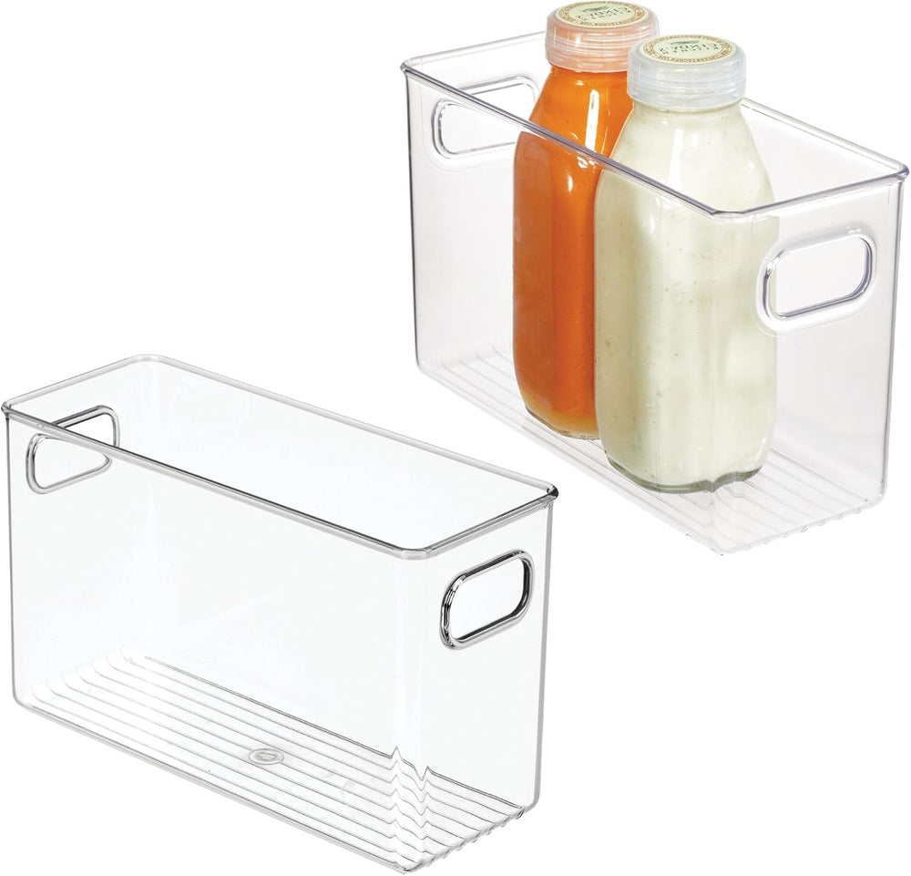 iDesign Slim Clear Plastic Storage Bin, Tall Narrow, 2-Pack