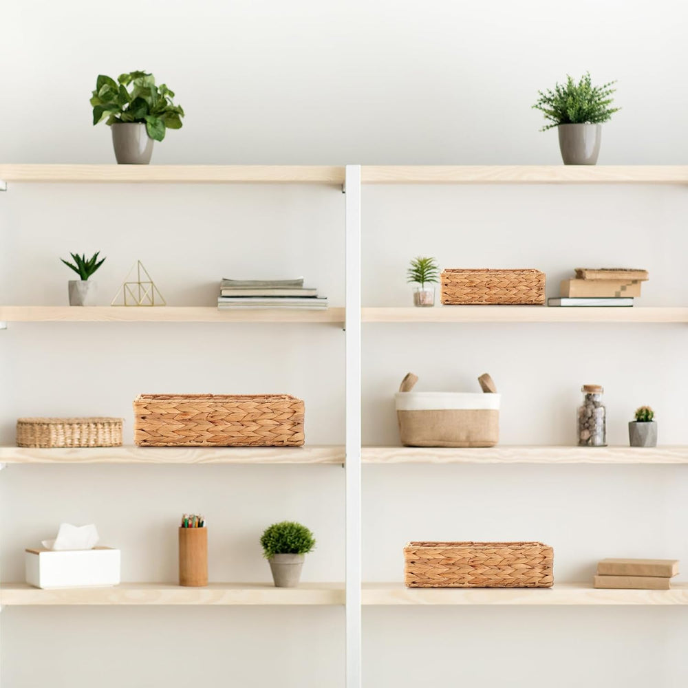 Reallnaive Set of 6 Water Hyacinth Pantry Storage Baskets Wicker Storage Bask...