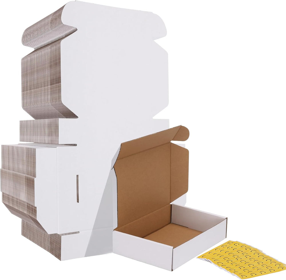 HORLIMER 9x6x2 Shipping Boxes Set of 60, White Corrugated Cardboard Mailer Bo...