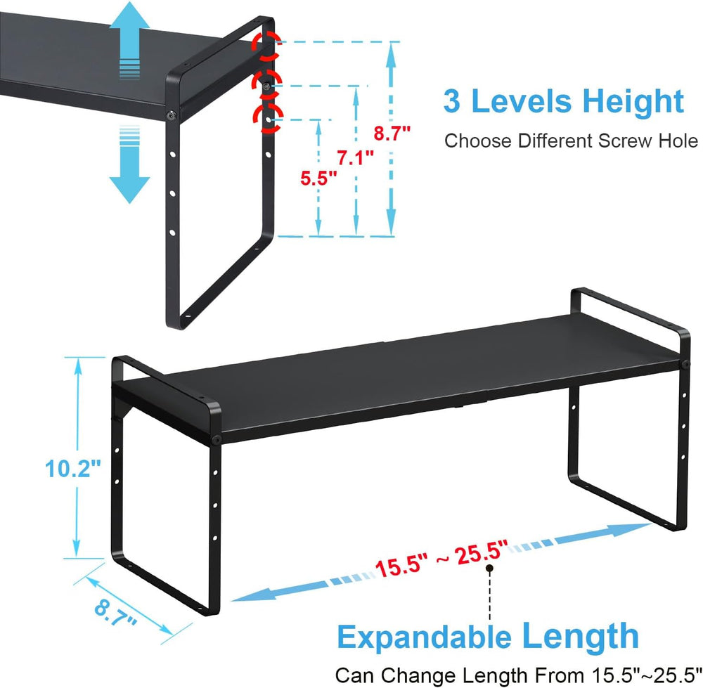 15.5 to 25.5 Inch Kitchen Cabinet Shelf Organizers, Adjustable Kitchen Counte...