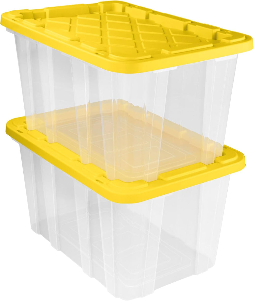 Sterilite Industrial Storage Tote with Lids for Garage, 27 Gallon, 16-Pack