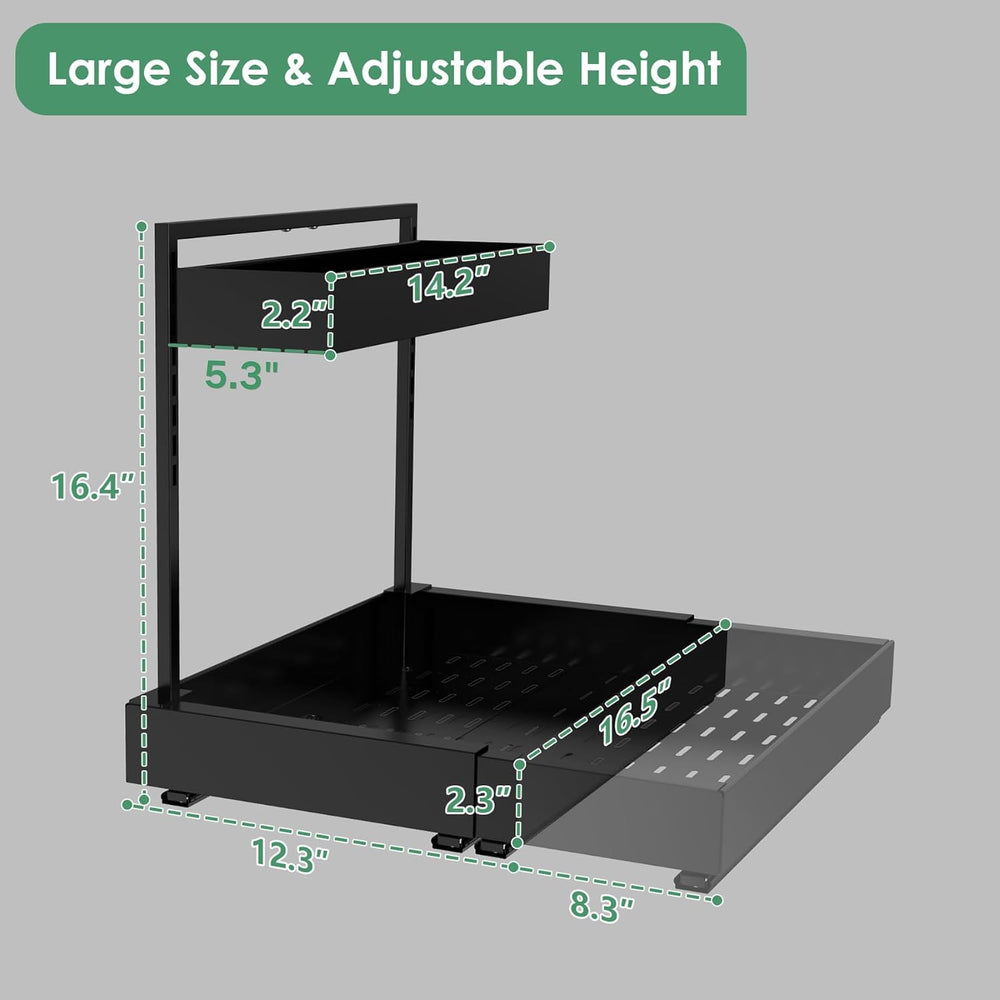 REALINN Under Sink Organizer, L-Shaped Pull Out Cabinet Rack for Kitchen