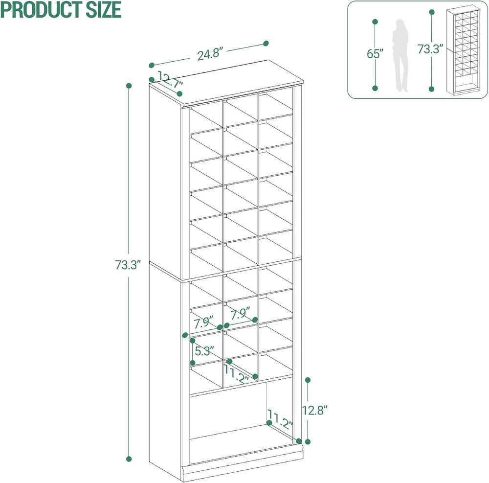 Hzuaneri 11 Tiers Shoe Storage Cabinet, Tall Shoes Cabinet with Cubby