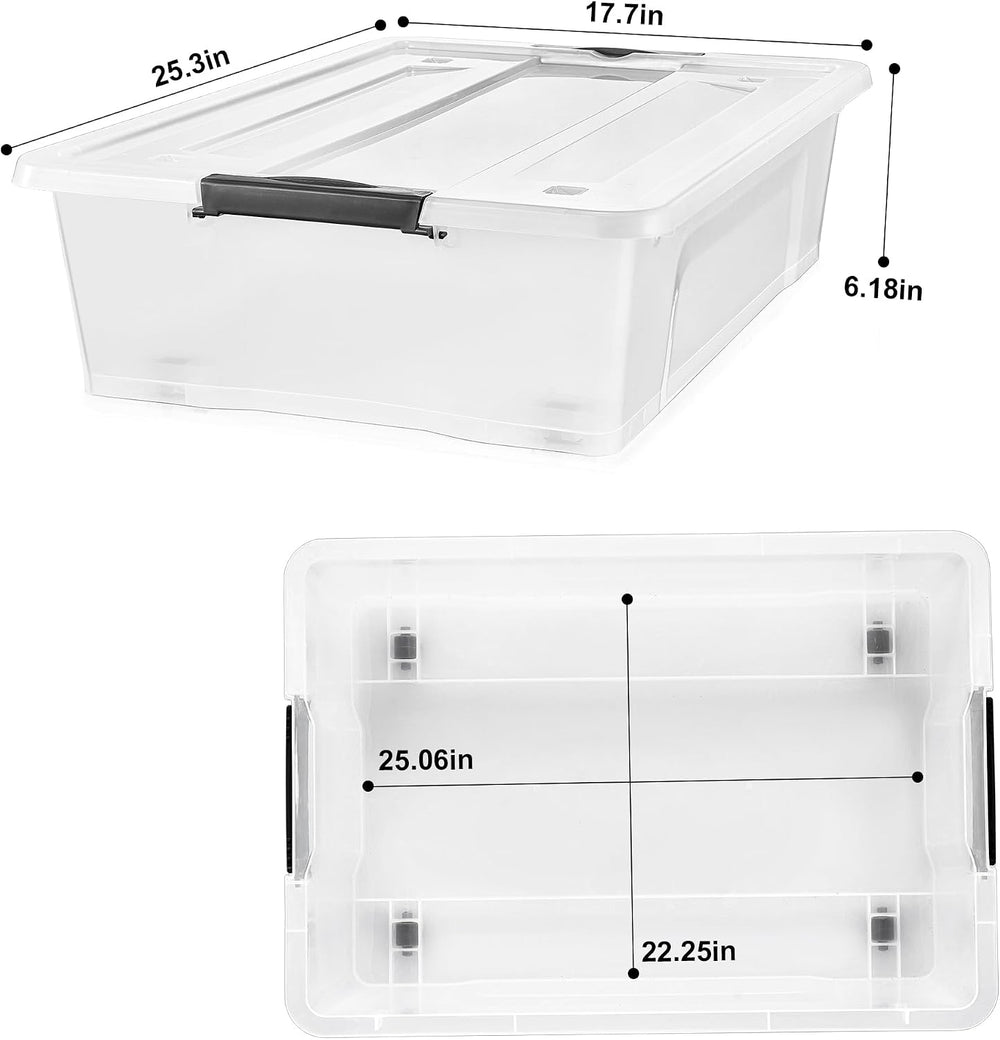 Sorbus 40 Qt Plastic Storage Bins with Lids for Under Bed Storage - Clear, St...
