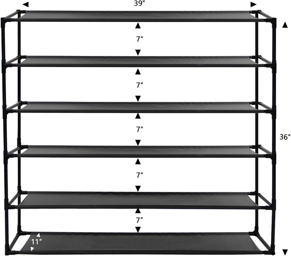 Jerry & Maggie 6 Tier Fabric Shoe Rack, 39 in W x 11 in D x 36 in H, Can ...
