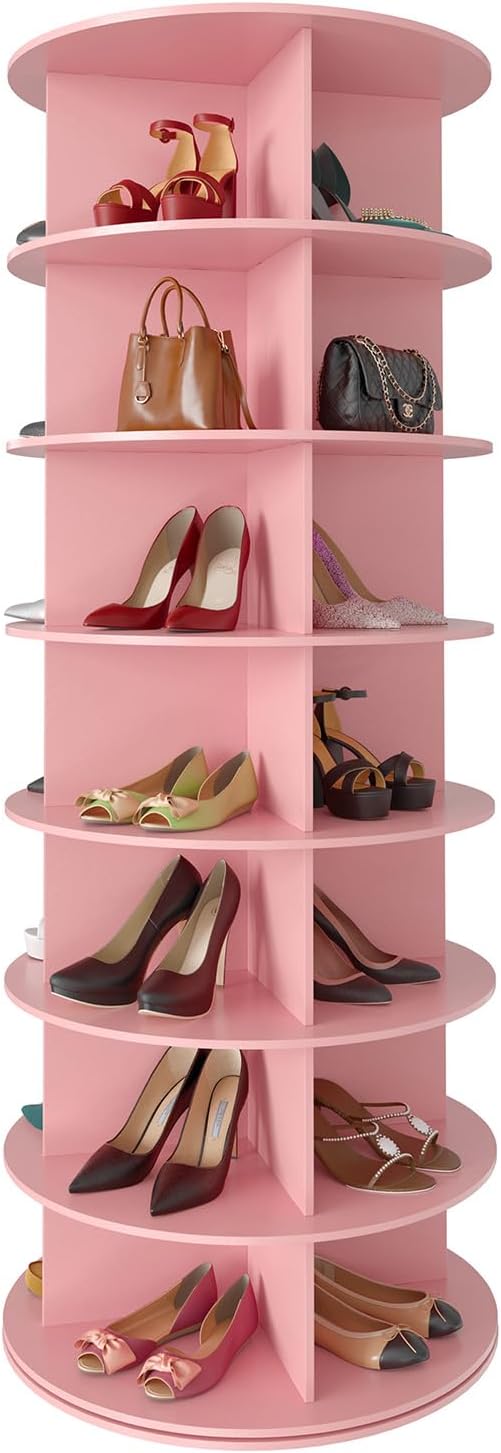 SpaceAid 7 Tier Rotating Shoe Rack Tower, Spinning Shoe Display Lazy Susan, R...