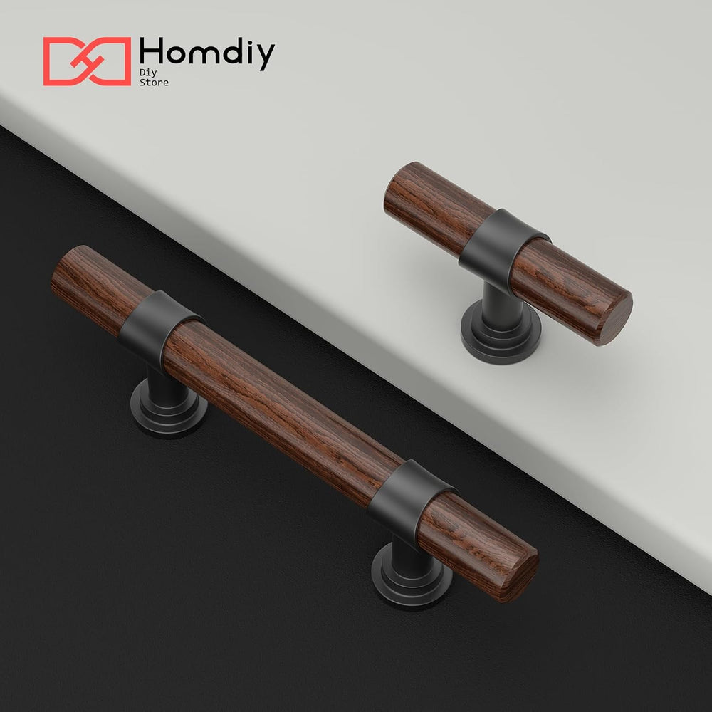 homdiy 10 Pack 3 Inch Hole Center Wood Cabinet Pulls Black Cabinet Handles