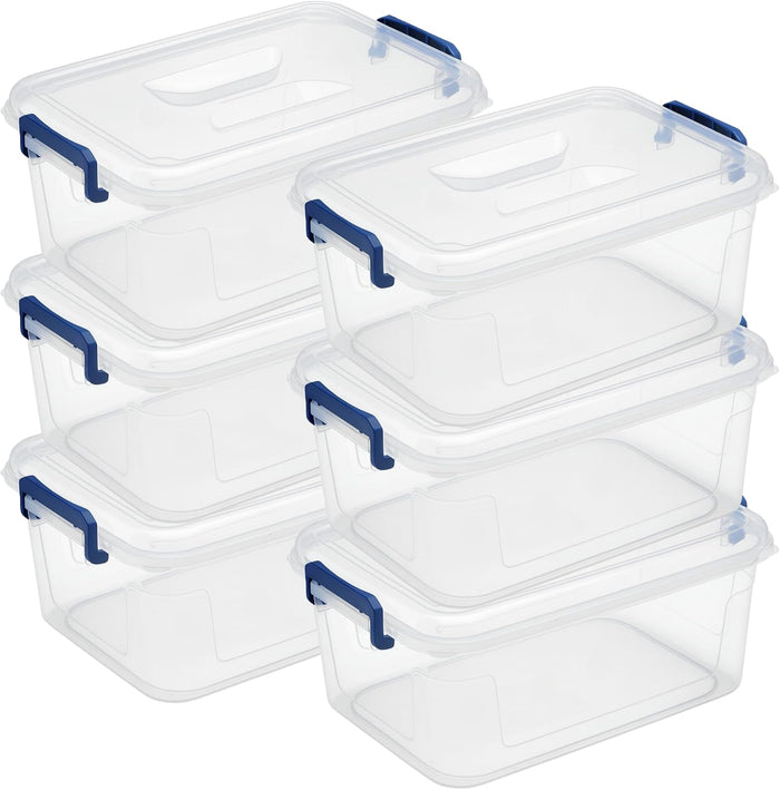 Tribello Clear Storage Bins with Lids, 6-Pack Stackable Plastic Storage Containers for Home Organization – Clear Totes for Closet and Underbed Storage, 9.5