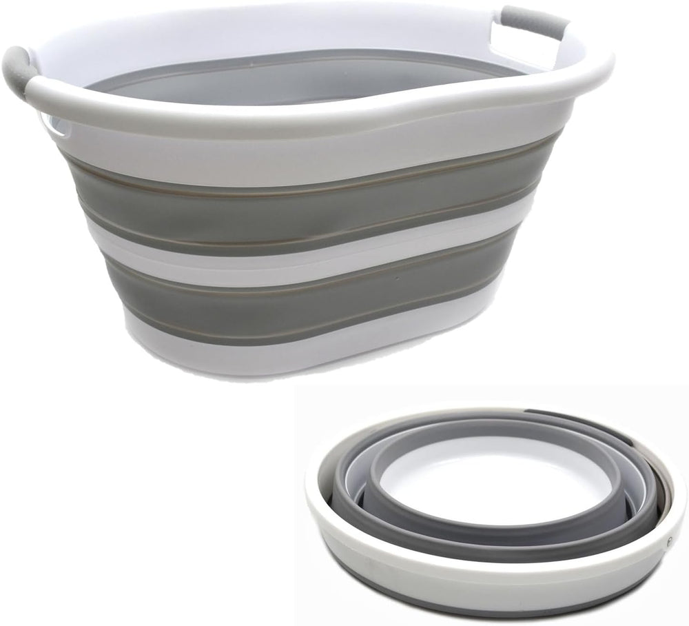 SAMMART 2 pcs Set : 36L (9.5 Gallons) Plastic Collapsible Laundry Basket &...