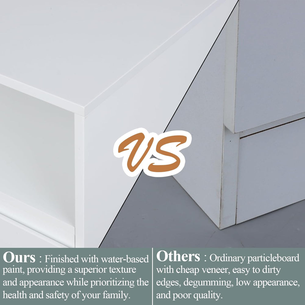 Gyfimoie White 6-Drawer Dresser for Bedroom w/Power Outlet and LED Light