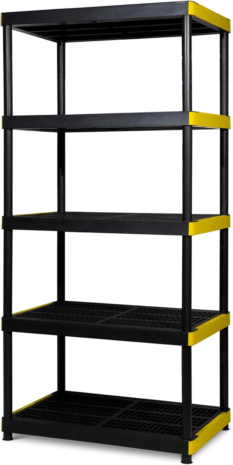 Simpli-Magic 5-Tier Heavy Duty Plastic Storage Shelving Unit, Garage & Ou...