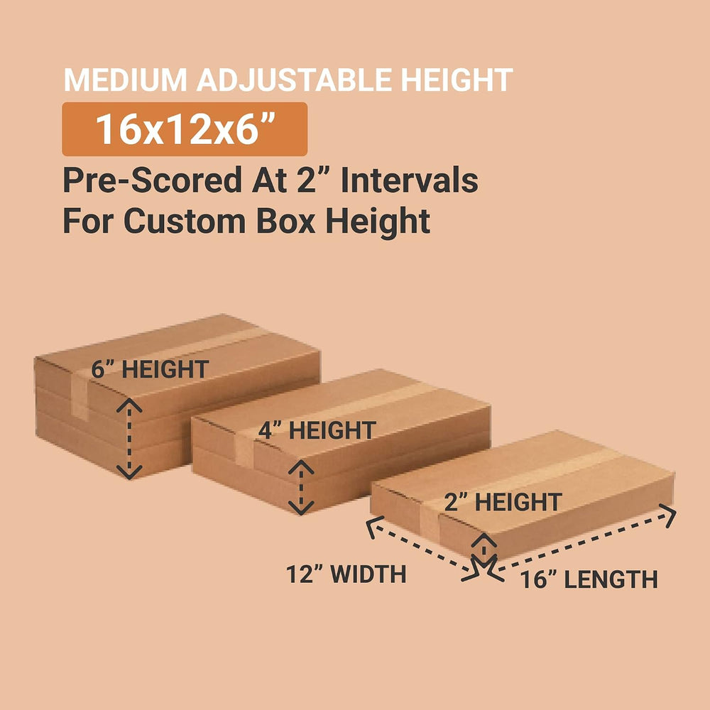 BOX USA Moving Boxes Large 16"L x 12"W x 6"H 25-Pack - Corruga...