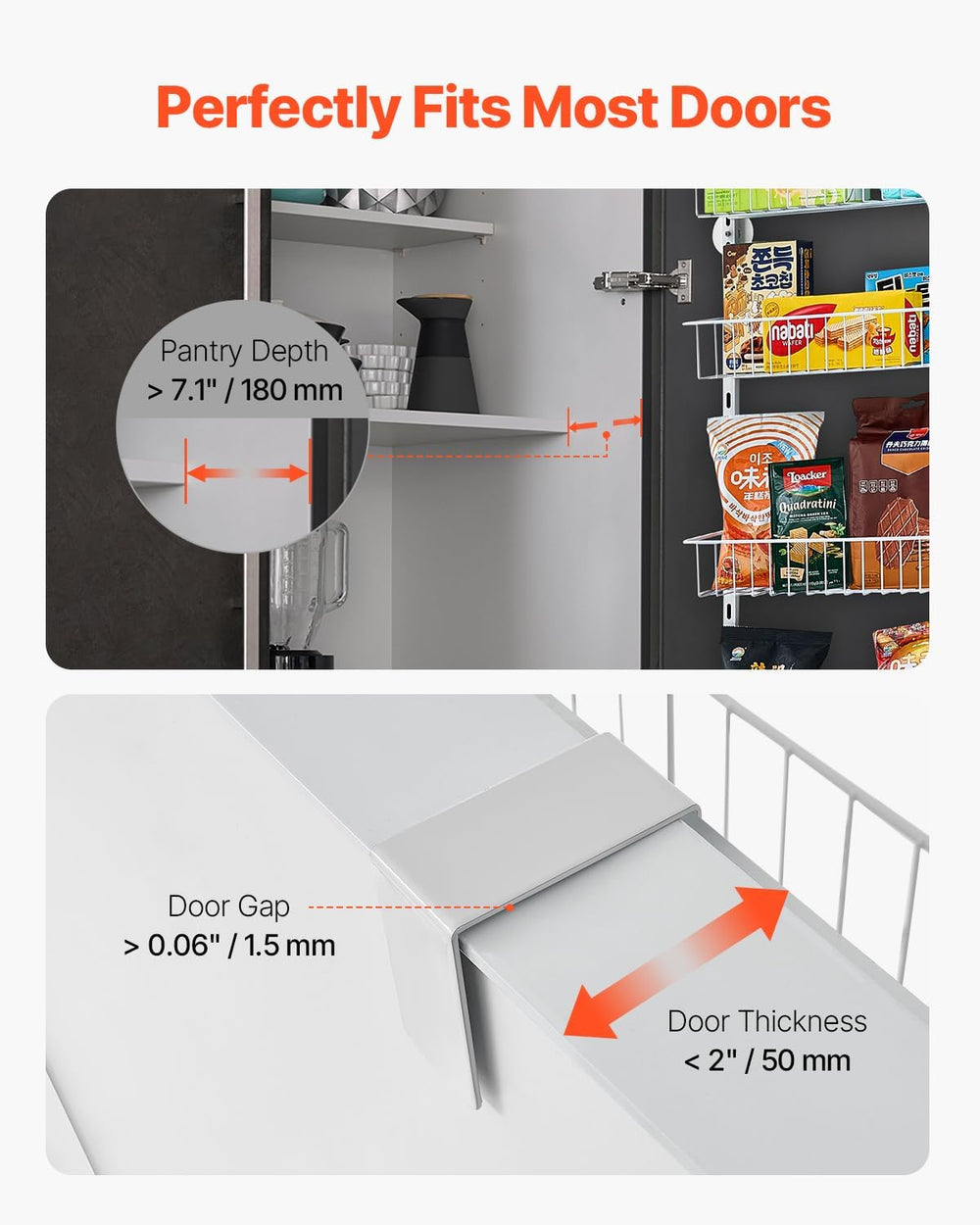 VEVOR Over the Door Pantry Organizer, 9-Tier Pantry Organization and Storage,...